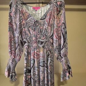 Betsey Johnson Multicolor Paisley Long Sleeve Dress